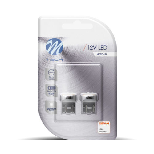 M-Tech W21/5W (T20) 12V W3x16q 6xSMD2835 LED OSRAM ΛΕΥΚΟ BLISTER 2ΤΕΜ. M-TECH
