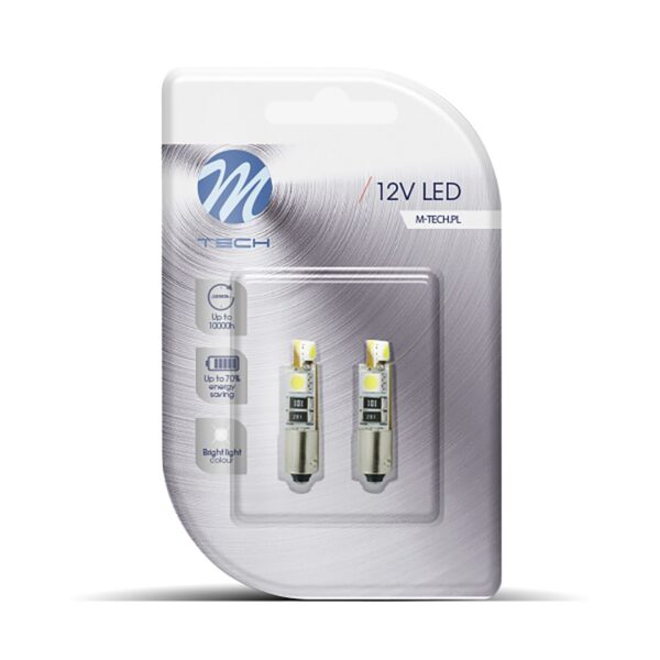 M-Tech T4W 12V 0,64W BA9s (ΜΙΝΙΟΝ) LED 4xSMD5050 CAN-BUS ΛΕΥΚΟ BLISTER 2ΤΕΜ. M-TECH - Image 2