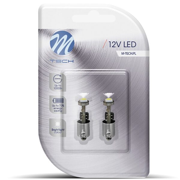 M-Tech T4W 12V 0,72W BA9s (ΜΙΝΙΟΝ) LED 1xSMD5050 CAN-BUS ΛΕΥΚΟ BLISTER 2ΤΕΜ. - Image 2