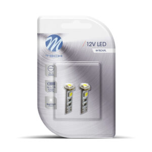 M-Tech T10 W5W 12V W2,1x9,5d LED 3xSMD5050 ΛΕΥΚΟ (ΚΑΡΦΩΤΟ CAN-BUS) BLISTER 2ΤΕΜ. M-TECH