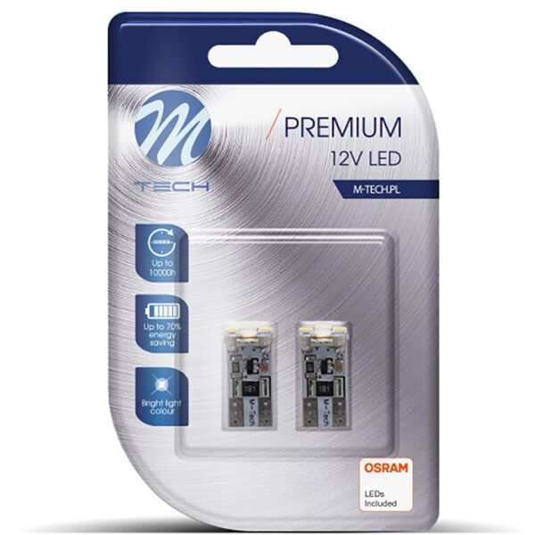 M-Tech T10 W5W 12V W2,1x9,5d LED 4xSMD3528 ΛΕΥΚΟ (ΚΑΡΦΩΤΟ CAN-BUS) OSRAM LED BLISTER 2ΤΕΜ. M-TECH - Image 3
