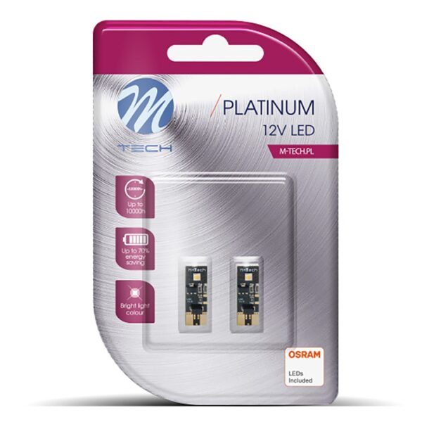 M-Tech T10 W5W 12V W2.1x9.5d 1,6W 2xHP LED ΛΕΥΚΟ CAN-BUS BLISTER 2ΤΕΜ. M-TECH - Image 2