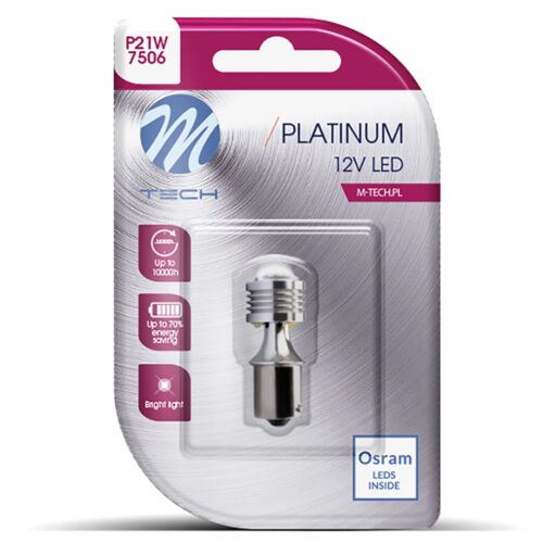 M-Tech P21W 12/24V Ba15s 3,5W 450lm 4xHP LED OSRAM OPTO ΛΕΥΚΟ BLISTER 1ΤΕΜ. M-TECH