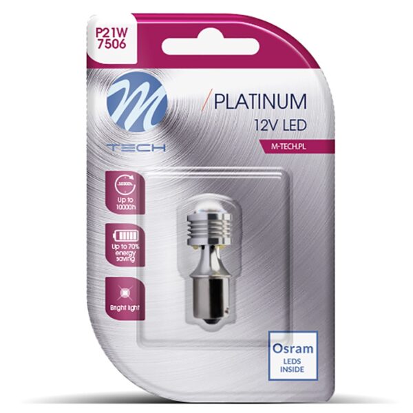 M-Tech P21W 12/24V Ba15s 3,5W 450lm 4xHP LED OSRAM OPTO ΛΕΥΚΟ BLISTER 1ΤΕΜ. M-TECH