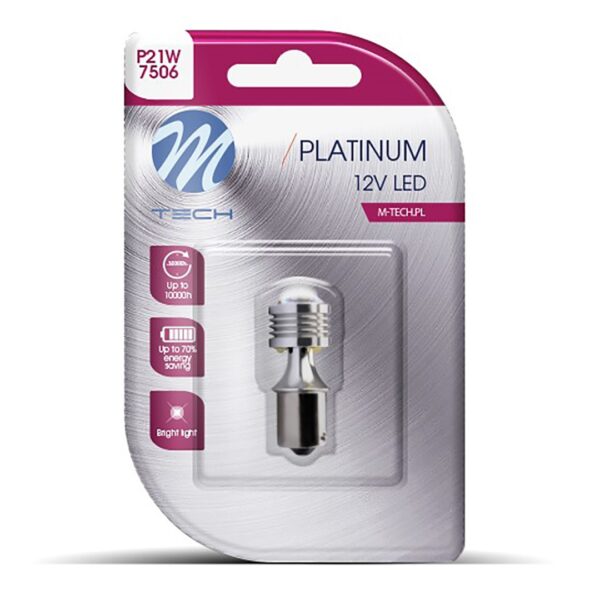 M-Tech P21W 12/24V Ba15s 3W 120lm 4xHP LED OSRAM OPTO ΠΟΡΤΟΚΑΛΙ BLISTER  M-TECH 1 ΤΕΜ.