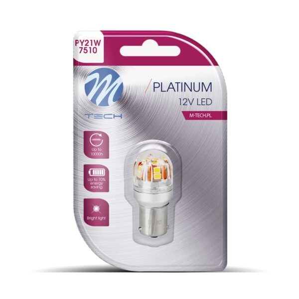 M-Tech ΛΑΜΠΑΚΙ PY21W 12/24V 21W BAU15s 15x2835SMD 210lm ΜΟΝΟΠΟΛΙΚΟ ΠΑΡΑΚΕΝΤΡΟ CAN-BUS PLATINUM ΠΟΡΤΟΚΑΛΙ - 1 ΤΕΜ.