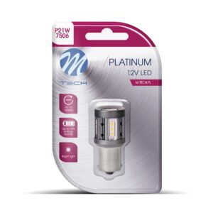 M-Tech ΛΑΜΠΑΚΙ P21W 12/24V 1156 BA15s 600lm 4W 15x3030SMD LED CAN-BUS ΛΕΥΚΟ PLATINIUM BLISTER M-TECH - 1 ΤΕΜ.