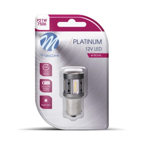 M-Tech ΛΑΜΠΑΚΙ P21W 12/24V 1156 BA15s 600lm 4W 15x3030SMD LED CAN-BUS ΛΕΥΚΟ PLATINIUM BLISTER M-TECH – 1 ΤΕΜ.