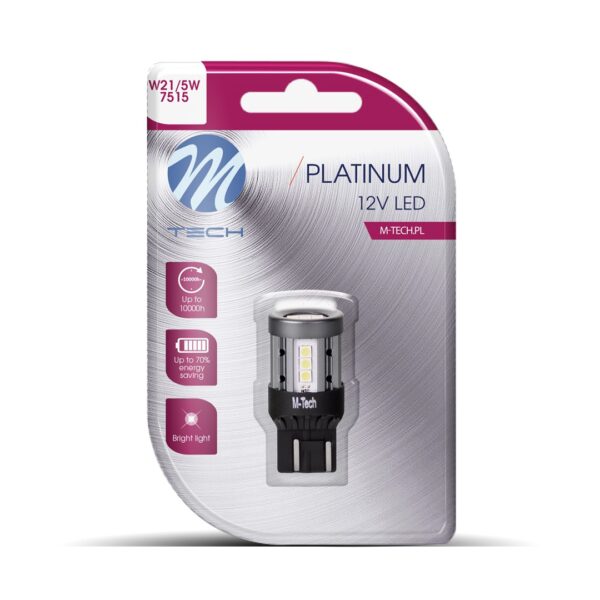 M-Tech ΛΑΜΠΑΚΙ W21/5W T20 7443 W3x16q 12/24V 600lm 4W 15x3030SMD LED CAN-BUS PLATINIUM ΛΕΥΚΟ BLISTER - 1 ΤΕΜ.