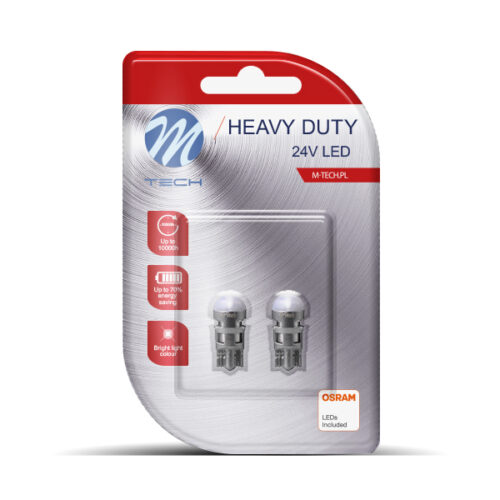M-Tech T10 W5W 24V W1,2×9,5d OSRAM LED 1xSMD2835 ΛΕΥΚΟ (ΚΑΡΦΩΤΟ ΑΚΑΛΥΚΟ) HEAVY DUTY BLISTER 2ΤΕΜ. M-TECH