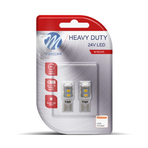 M-Tech T10 W5W 24V W1,2×9,5d LED 9xSMD3528 ΛΕΥΚΟ ΔΙΑΘΛΑΣΗ (ΚΑΡΦΩΤΟ ΑΚΑΛΥΚΟ) HEAVY DUTY BLISTER 2ΤΕΜ. M-TECH