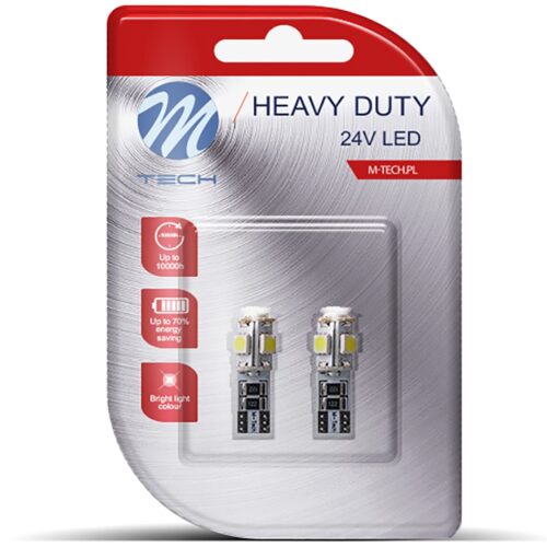 M-Tech T10 W5W 24V 1,5W W2,1×9,5d LED 5xSMD5050 ΛΕΥΚΟ (ΚΑΡΦΩΤΟ CAN-BUS) BLISTER 2ΤΕΜ. M-TECH
