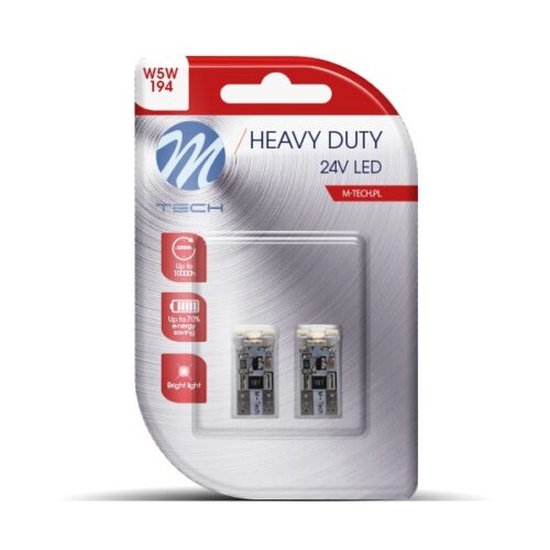 M-Tech T10 W5W 24V W2.1×9.5d 4xSMD2835 LED CAN-BUS ΛΕΥΚΟ HEAVY DUTY BLISTER M-TECH – 2 Τεμ.