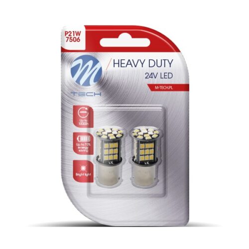 M-Tech P21W 24V BA15s 48xSMD2835 LED CAN-BUS ΛΕΥΚΟ HEAVY DUTY BLISTER M-TECH – 2 Τεμ.
