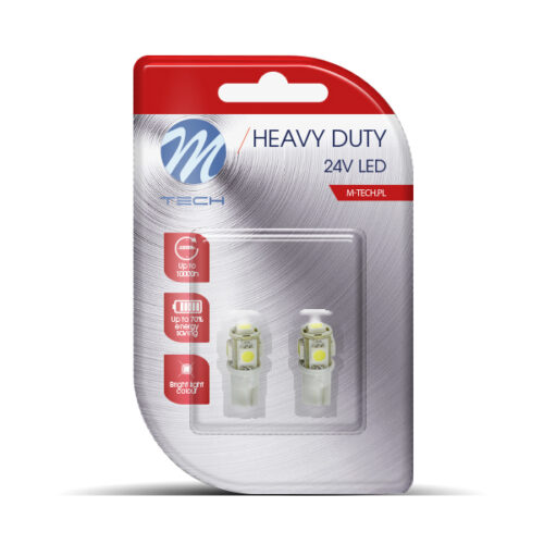 M-Tech T10 W5W 24V W1,2×9,5d LED 5xSMD5050 ΛΕΥΚΟ (ΚΑΡΦΩΤΟ ΑΚΑΛΥΚΟ) BLISTER 2ΤΕΜ. M-TECH
