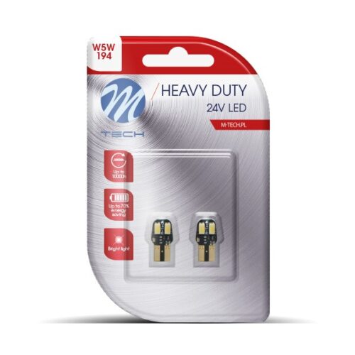 M-Tech T10 W5W 24V W2.1×9.5d 4xSMD5630 LED CAN-BUS ΛΕΥΚΟ HEAVY DUTY BLISTER M-TECH – 2 Τεμ.