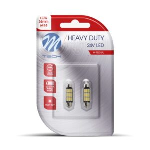 M-Tech ΛΑΜΠΑΚΙΑ ΠΛΑΦΟΝΙΕΡΑΣ C5W 24V SV8,5 36mm 9xSMD5630 LED ΛΕΥΚΟ HEAVY DUTY BLISTER  M-TECH - 2 Τεμ.