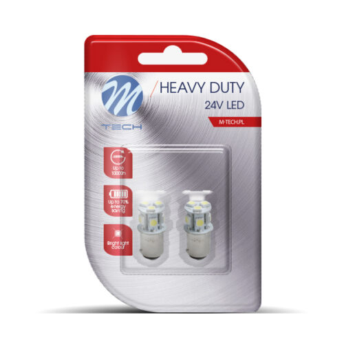 M-Tech P21/5W 24V BAY15d LED 8xSMD5050 0,24W ΛΕΥΚΟ (ΔΙΠΟΛΙΚΟ) BLISTER 2ΤΕΜ M-TECH