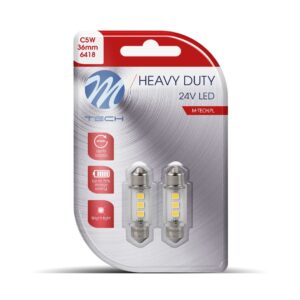 M-Tech ΛΑΜΠΑΚΙΑ ΠΛΑΦΟΝΙΕΡΑΣ C5W 24V SV8,5 36mm 3xSMD2835 LED ΛΕΥΚΟ HEAVY DUTY BLISTER M-TECH - 2 Τεμ.