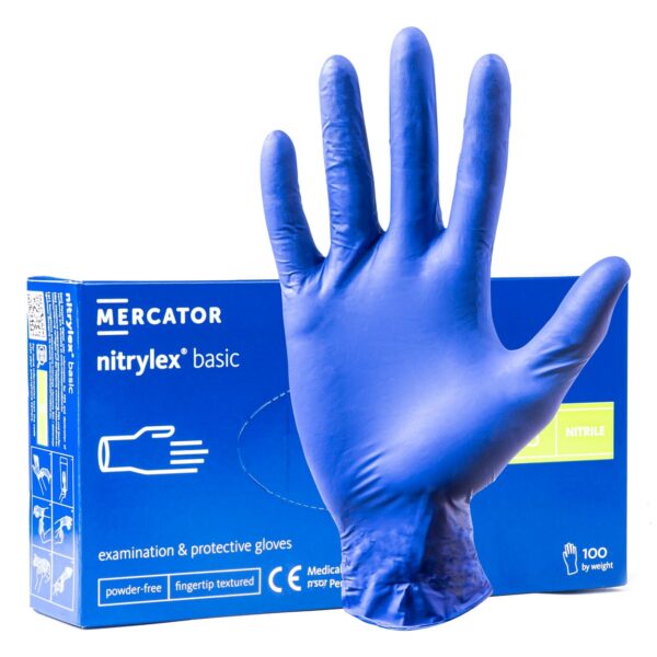 Amio ΓΑΝΤΙΑ ΝΙΤΡΙΛΙΟΥ MERCATOR NITRYLEX BASIC ΣΕ ΜΠΛΕ ΧΡΩΜΑ SMALL (S) ΑΜΙΟ - 100 ΤΕΜ.