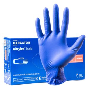 Amio ΓΑΝΤΙΑ ΝΙΤΡΙΛΙΟΥ MERCATOR NITRYLEX BASIC ΜΙΑΣ ΧΡΗΣΗΣ ΣΕ ΜΠΛΕ ΧΡΩΜΑ LARGE (L) ΑΜΙΟ - 100 ΤΕΜ.