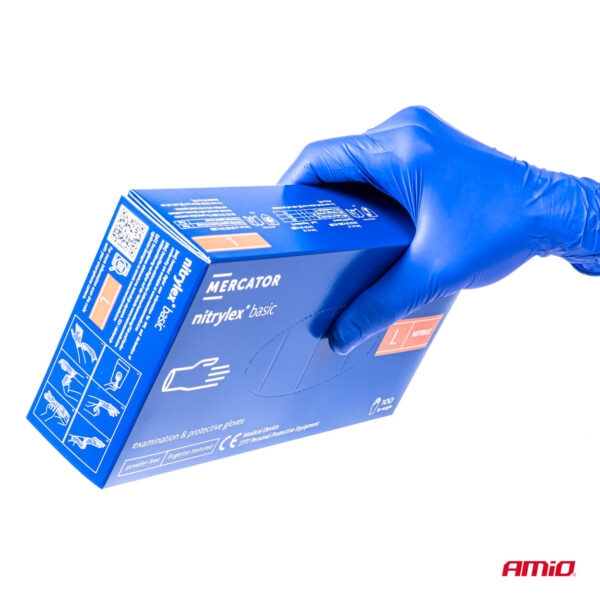 Amio ΓΑΝΤΙΑ ΝΙΤΡΙΛΙΟΥ MERCATOR NITRYLEX BASIC ΜΙΑΣ ΧΡΗΣΗΣ ΣΕ ΜΠΛΕ ΧΡΩΜΑ LARGE (L) ΑΜΙΟ - 100 ΤΕΜ. - Image 4