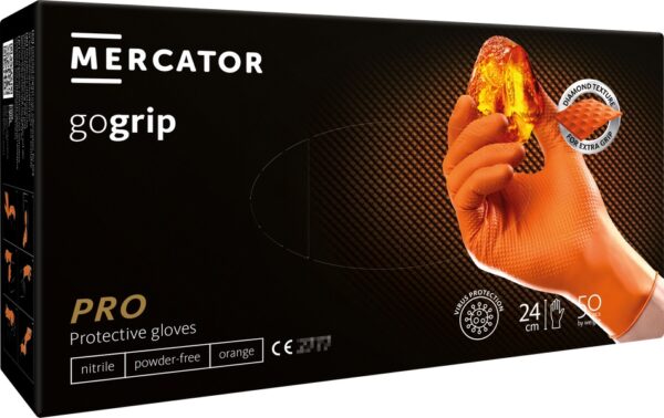Amio ΓΑΝΤΙΑ ΝΙΤΡΙΛΙΟΥ MERCATOR GOGRIP ΣΕ ΠΟΡΤΟΚΑΛΙ ΧΡΩΜΑ SMALL (S) ΑΜΙΟ - 50 ΤΕΜ.