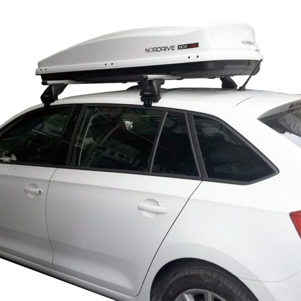 Nordrive KIT ΜΕ ΜΠΑΡΕΣ ΟΡΟΦΗΣ ΓΙΑ SKODA RAPID SPACEBACK 5D 2013> ΑΛΟΥΜΙΝΙΟΥ & ΜΠΑΓΚΑΖΙΕΡΑ BOX 430 LT (ΛΕΥΚΗ-ΑΣΠΡΗ/ΓΥΑΛΙΣΤΕΡΗ) NORDRIVE - Image 2