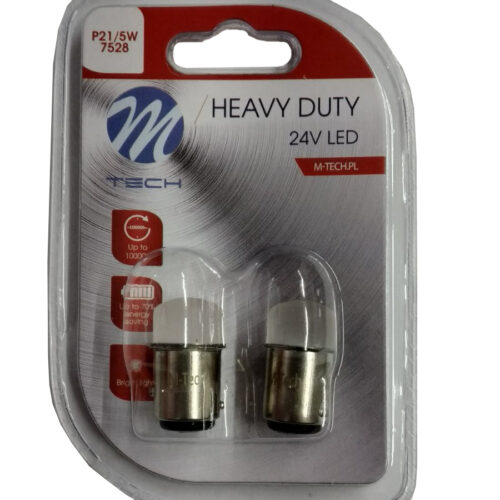 M-Tech P21/5W 24V BAY15d 9xSMD3014 LED ΚΟΚΚΙΝΟ HEAVY-DUTY BLISTER M-TECH – 2 ΤΕΜ.