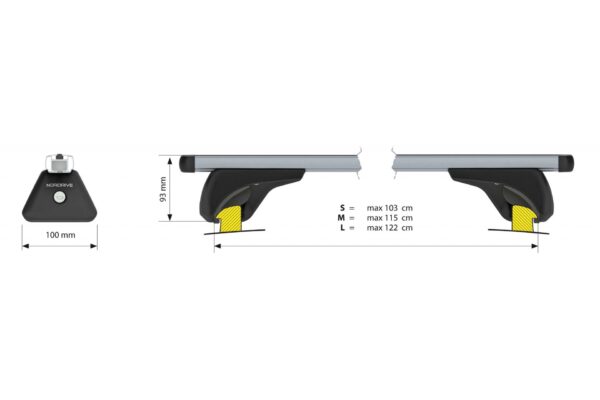 Nordrive ΜΠΑΡΕΣ ΟΡΟΦΗΣ ΑΛΟΥΜΙΝΙΟΥ NOWA (S) 108cm ME FLUSH RAILING 2ΤΕΜ. ME ΚΛΕΙΔΙ - Image 3