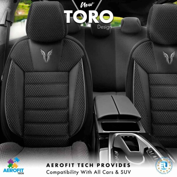 Amio ΚΑΛΥΜΜΑΤΑ ΚΑΘΙΣΜΑΤΩΝ OTOM  TORO 902 BLACK/SMOKED ΜΑΥΡΟ/ΓΚΡΙ ΥΦΑΝΤΟ ΥΦΑΣΜΑ SET ΑΜΙΟ - 1 σετ. - Image 2