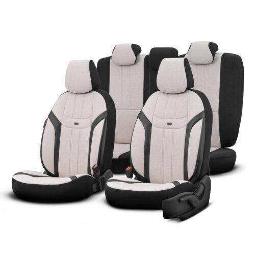 Amio ΚΑΛΥΜΜΑΤΑ ΚΑΘΙΣΜΑΤΩΝ OTOM SWAN 503 BEIGE ΜΑΥΡΟ/ΜΠΕΖ ΛΙΝΟ & ΔΕΡΜΑΤΙΝΗ SETΑΜΙΟ – 1 σετ.