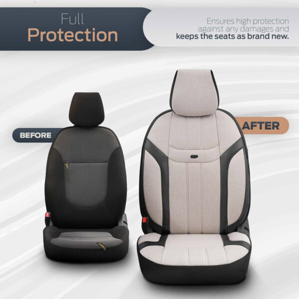 Amio ΚΑΛΥΜΜΑΤΑ ΚΑΘΙΣΜΑΤΩΝ OTOM SWAN 503 BEIGE ΜΑΥΡΟ/ΜΠΕΖ ΛΙΝΟ & ΔΕΡΜΑΤΙΝΗ SETΑΜΙΟ - 1 σετ. - Image 3