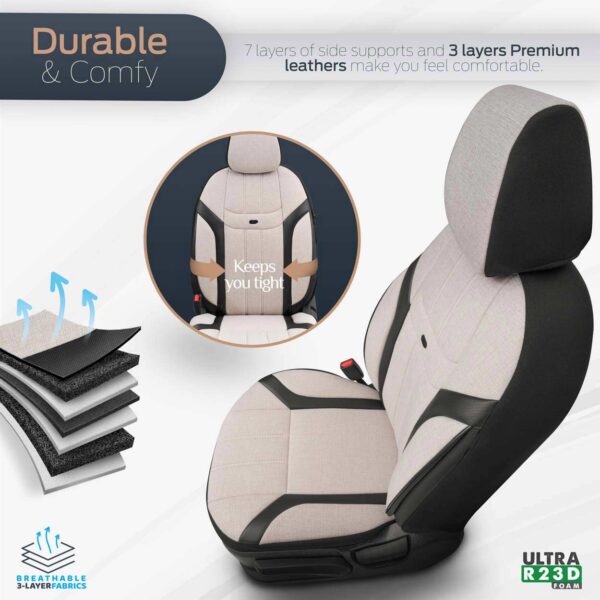 Amio ΚΑΛΥΜΜΑΤΑ ΚΑΘΙΣΜΑΤΩΝ OTOM SWAN 503 BEIGE ΜΑΥΡΟ/ΜΠΕΖ ΛΙΝΟ & ΔΕΡΜΑΤΙΝΗ SETΑΜΙΟ - 1 σετ. - Image 4