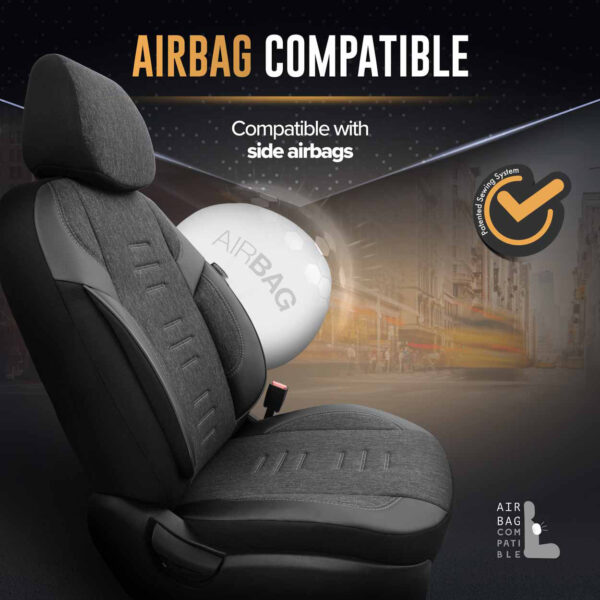 Amio ΚΑΛΥΜΜΑΤΑ ΚΑΘΙΣΜΑΤΩΝ OTOM THRONE 102 SMOKED ΜΑΥΡΟ/ΓΚΡΙ ΛΙΝΟ & ΔΕΡΜΑΤΙΝΗ SET ΑΜΙΟ - 1 σετ. - Image 3