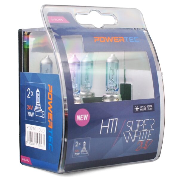 M-Tech H11 24V 70W 3.450K PGJ19-2 POWERTECK SUPERWHITE BLISTER 2ΤΕΜ. M-TECH