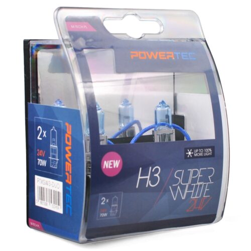 M-Tech H3 24V 70W 3.450K PK22s POWERTECK SUPERWHITE BLISTER 2ΤΕΜ. M-TECH