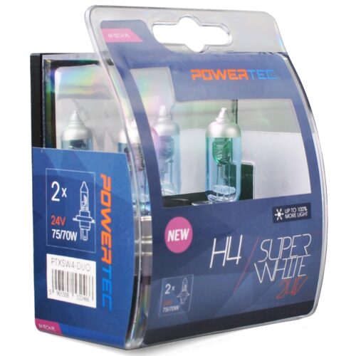 M-Tech H4 24V 75/70W 3.450K P43t POWERTECK SUPERWHITE BLISTER 2ΤΕΜ. M-TECH