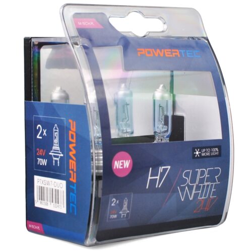 M-Tech H7 24V 70W 3.450K PX26d POWERTECK SUPERWHITE BLISTER 2ΤΕΜ. M-TECH