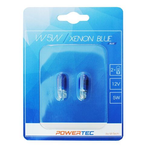 M-Tech W5W 12V 5W W2,1×9,5d (ΚΑΡΦΩΤΟ ΑΚΑΛΥΚΟ)  POWERTEC XENON BLUE 2ΤΕΜ.