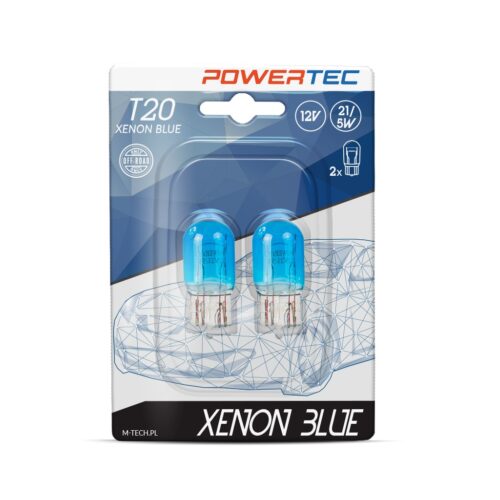 M-Tech W21/5W (T20) 12V POWERTEC XENON BLUE M-TECH – 2 τεμ.