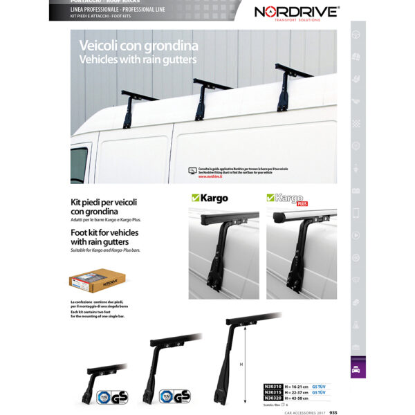 Nordrive KIT ΑΚΡΑ (ΠΟΔΙΑ) ΓΙΑ ΝΕΡΟΧΥΤΗ VAN ΥΨΟΣ 16-21 cm ΓΙΑ ΜΠΑΡΕΣ NORDRIVE (ΓΙΑ ΜΙΑ ΜΠΑΡΑ) - 2 TEM. - Image 3