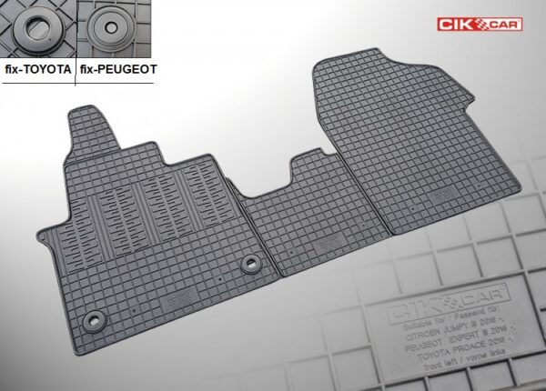 Cik ΜΑΡΚΕ ΠΑΤΑΚΙΑ ΣΕ ΣΚΑΦΗ ΛΑΣΤΙΧΟ ΓΙΑ TOYOTA PROACE / CITROEN JUMPY / PEUGEOT EXPERT FURGON 2016+ ΣΕ ΜΑΥΡΟ ΧΡΩΜΑ ΜΕ ΣΤΡΟΓΓΥΛΑ ΚΟΥΜΠΩΜΑΤΑ CIK - 3 ΤΕΜ. - Image 2