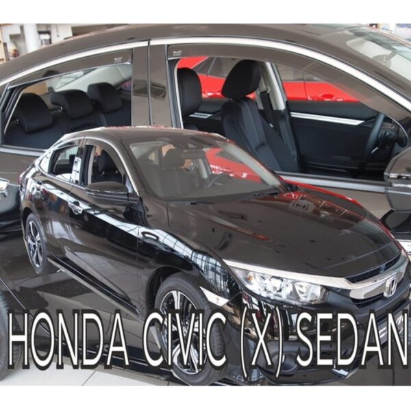 Heko ΑΝΕΜΟΘΡΑΥΣΤΕΣ ΓΙΑ HONDA CIVIC X GEN 4D 2017+ ΣΕΤ ΑΥΤΟΚΙΝΗΤΟΥ ΑΠΟ ΕΥΚΑΜΠΤΟ ΦΙΜΕ ΠΛΑΣΤΙΚΟ HEKO - 4 ΤΕΜ.