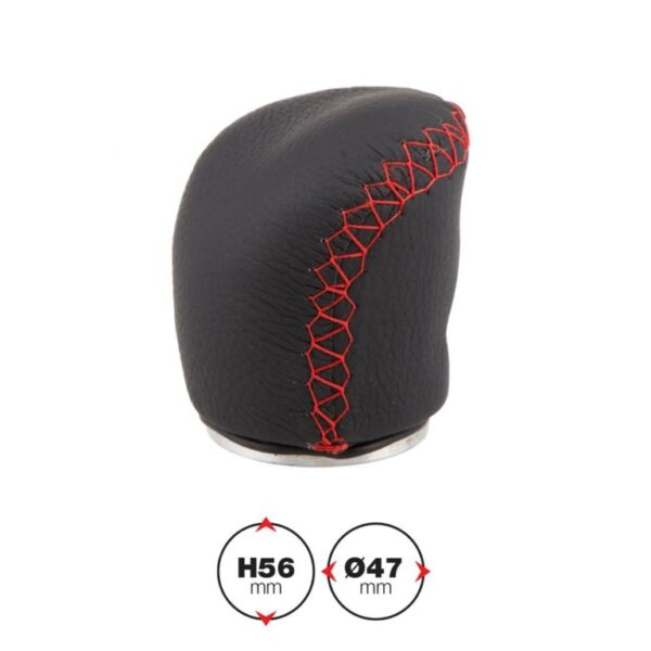 Simoni Racing ΠΟΜΟΛΟ ΤΑΧΥΤΗΤΩΝ SPECIAL PELLE RED SEAM 34mm - ΔΕΡΜΑΤΙΝΗ ΜΑΥΡΟ/ΚΟΚΚΙΝΟ (ΣΥΜΒΑΤΟ ΚΑΙ ΜΕ ALFA ROMEO MITO/FIAT 500/STILO) - Image 2