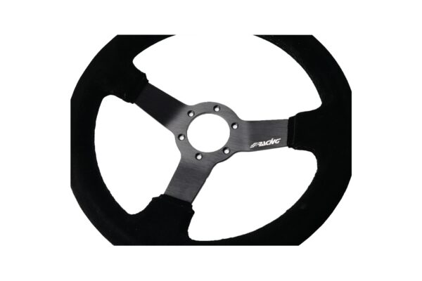 Simoni Racing ΤΙΜΟΝΙ ΤΡΙΑΚΤΙΝΟ 320 mm/ΠΑΧΟΣ 104 mm/BΑΘΟΣ 47 mm ΜΑΥΡΟ ΣΟΥΕΤ ΜΕ ΚΙΤΡΙΝΗ ΡΙΓΑ SIMONI RACING - 1 TEM. - Image 3