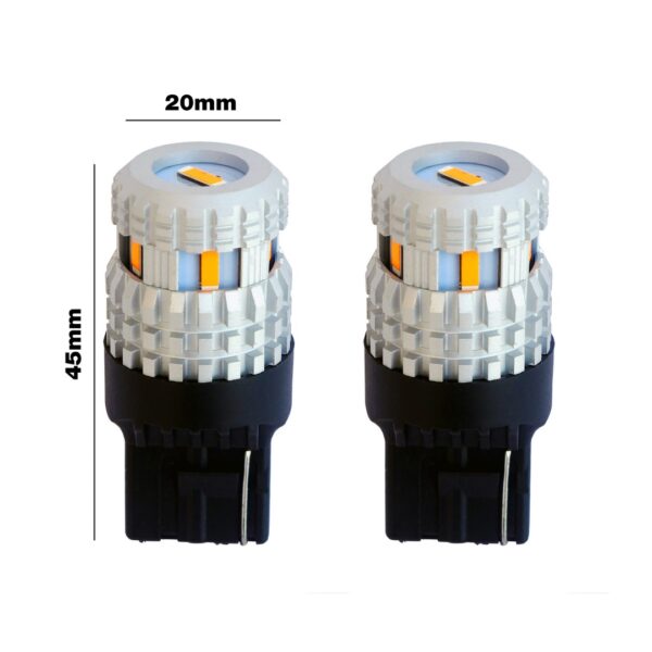 Simoni Racing W21W T20 10-30V 21w 1500lm 1.800K CAN-BUS - ΔΙΠΛΗ ΠΟΛΙΚΟΤΗΤΑ ΠΟΡΤΟΚΑΛΙ LED CSP1860 2ΤΕΜ. - Image 2