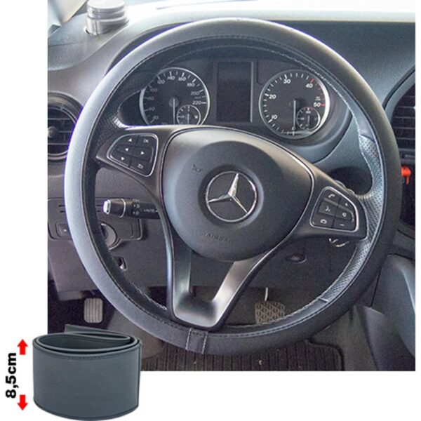 Simoni Racing ΚΑΛΥΜΜΑ ΤΙΜΟΝΙΟΥ SOFT SKIN LARGE ΜΑΥΡΟ ΟΙΚΟΛΟΓΙΚΟ ΔΕΡΜΑ ΤΡΥΠΗΤΟ ΜΕ ΦΑΡΔΟΣ 8,5cm 39-41cm SIMONI RACING - 1 ΤΕΜ.