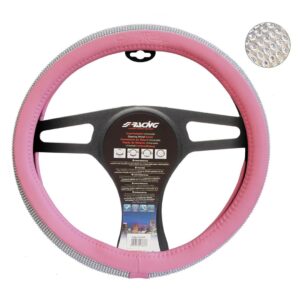 Simoni Racing ΚΑΛΥΜΜΑ ΤΙΜΟΝΙΟΥ PINK AND DIAMONDS ΡΟΖ ΜΕ ΣΤΡΑΣ ΟΙΚΟΛΟΓΙΚΟ ΔΕΡΜΑ 37-39cm
