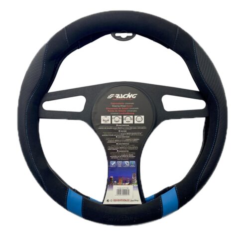 Simoni Racing ΚΑΛΥΜΜΑ ΤΙΜΟΝΙΟΥ GOOD VIBE R CARBON LOOK ΜΑΥΡΟ/ΜΠΛΕ ΟΙΚΟΛΟΓΙΚΟ ΔΕΡΜΑ 37-39cm SIMONI RACING  – 1 τεμ.
